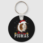 Merry Pigmas Face Mask Fun Guinea Pig Christmas Sa Sleutelhanger (Voorkant)