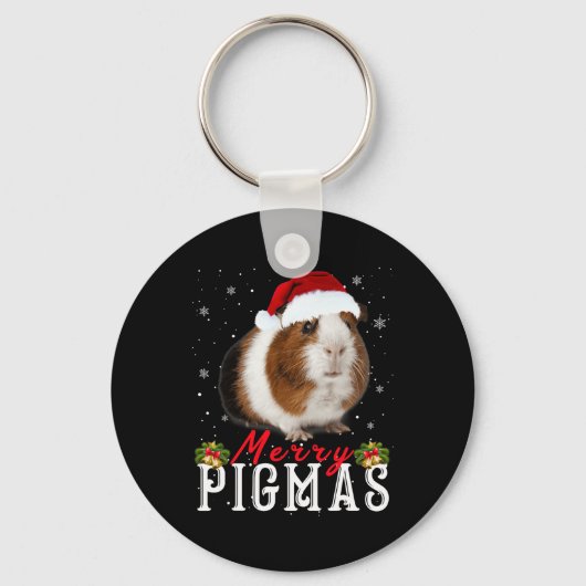 Merry Pigmas Face Mask Fun Guinea Pig Christmas Sa Sleutelhanger (Voorkant)