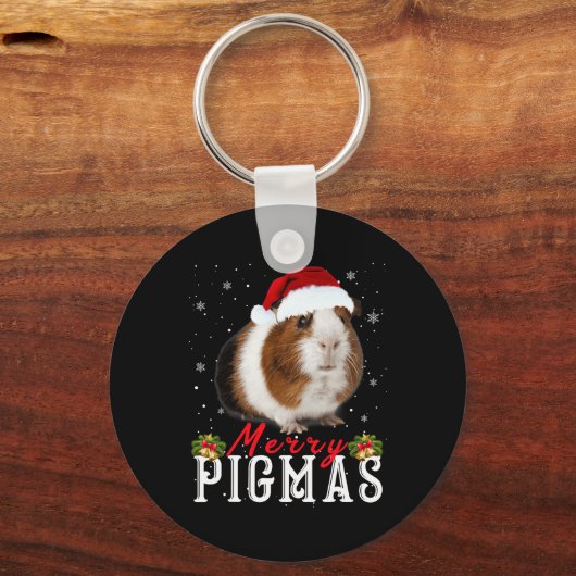 Merry Pigmas Face Mask Fun Guinea Pig Christmas Sa Sleutelhanger (Voorkant)