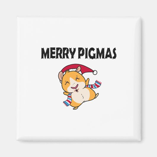 Merry Pigmas Face Mask Funny Guinea Pig Christmas  Magneet (Voorkant)