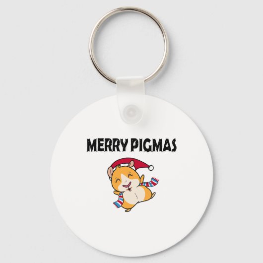 Merry Pigmas Face Mask Funny Guinea Pig Christmas Sleutelhanger (Voorkant)