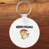 Merry Pigmas Face Mask Funny Guinea Pig Christmas Sleutelhanger (Voorkant)