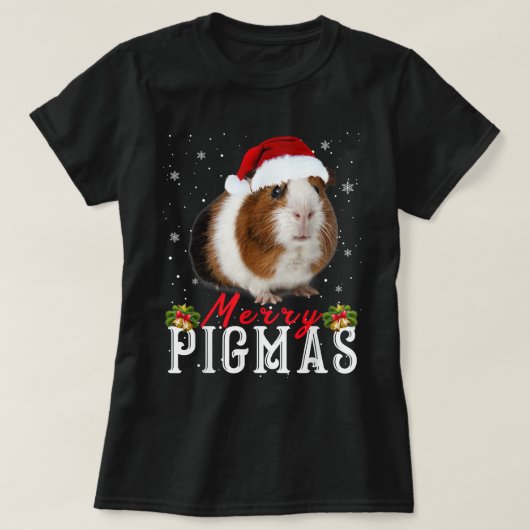 Merry Pigmas Face Mask Funny Guinea Pig Christmas T-shirt (Design voorkant)