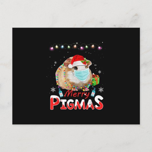 Merry Pigmas Face Mask Funny Guinea Pig Kerstmis Briefkaart (Voorkant)