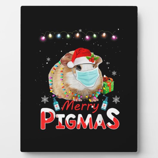 Merry Pigmas Face Mask Funny Guinea Pig Kerstmis Fotoplaat (Voorkant)