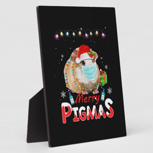 Merry Pigmas Face Mask Funny Guinea Pig Kerstmis Fotoplaat (Zijkant)