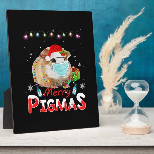 Merry Pigmas Face Mask Funny Guinea Pig Kerstmis Fotoplaat (Zijkant)