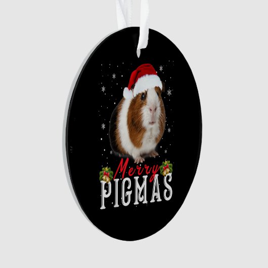 Merry Pigmas Face Mask Funny Guinea Pig Kerstmis Ornament (voorkant)