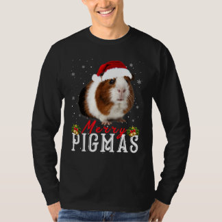 Merry Pigmas Face Mask Funny Guinea Pig Kerstmis T-shirt