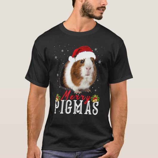 Merry Pigmas Face Mask Funny Guinea Pig Kerstmis T-shirt (Voorkant)