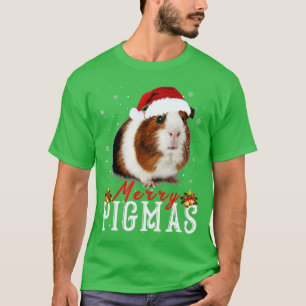 Merry Pigmas Face Mask Funny Guinea Pig Kerstmis T-shirt