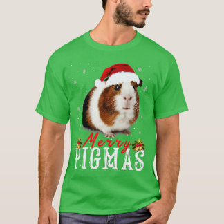 Merry Pigmas Face Mask Funny Guinea Pig Kerstmis T-shirt