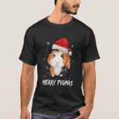 Merry Pigmas Face Mask Guinea Pig Kerstsanta T-shirt (Voorkant)