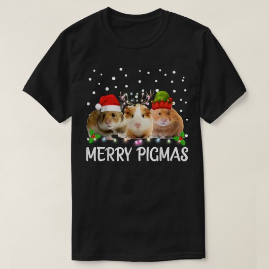 Merry Pigmas Funny Guinea Pig Christmas Santa  T-shirt (Design voorkant)