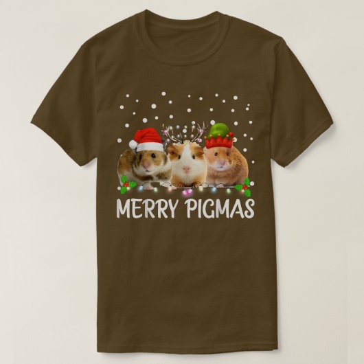Merry Pigmas Funny Guinea Pig Kerstkerstman T-shirt (Design voorkant)