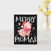 Merry Pigmas Funny Pig Christmas Lights Tree Xmas Kaart (Gele Bloem)