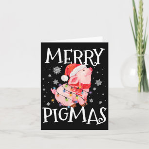 Merry Pigmas Funny Pig Christmas Lights Tree Xmas Kaart