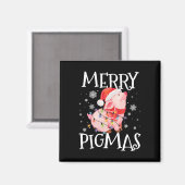 Merry Pigmas Funny Pig Christmas Lights Tree Xmas Magneet (Voorkant / Achterkant)