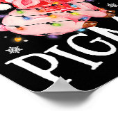 Merry Pigmas Funny Pig Christmas Lights Tree Xmas Poster (Hoek)