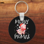 Merry Pigmas Funny Pig Christmas Lights Tree Xmas Sleutelhanger (Voorkant)