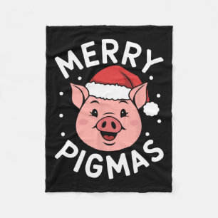 Merry Pigmas Funny Pig Christmas Santa Pig Fa Fleece Deken