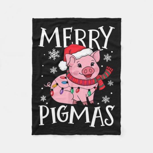 Merry Pigmas Funny Pig Christmas Santa Pig Fa Fleece Deken (Voorkant)