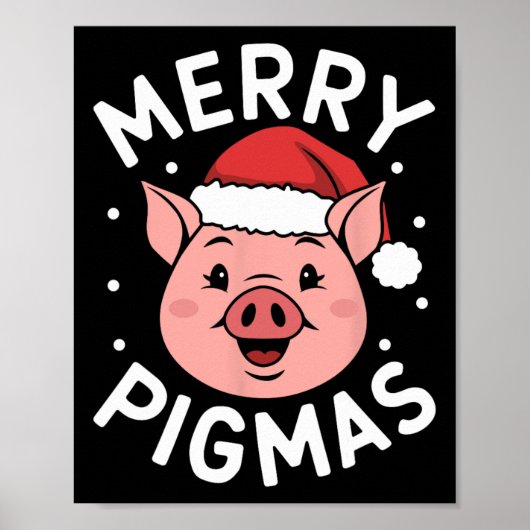 Merry Pigmas Funny Pig Christmas Santa Pig Fa Poster (Voorkant)