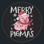 Merry Pigmas Funny Pig Christmas Santa Pig Fa Ronde Sticker<br><div class="desc">Merry Pigmas Funny Pig Christmas Santa Pig Xmas Farmer</div>