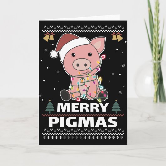 Merry Pigmas Funny Pig Kaart met kerstmis (Voorkant)
