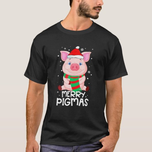 Merry Pigmas Funny Pig Merry Kerstmis voor meisjes T-shirt (Voorkant)