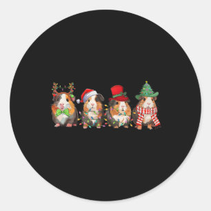 Merry Pigmas Funny Santa Guinea Pig Squad Kerst Ronde Sticker