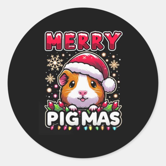 Merry Pigmas Funny Xmas-kerstcadeau-rondleiding Ronde Sticker (Voorkant)