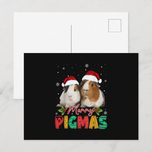 Merry Pigmas Guinea Pig. met Santa Hat Xmas Funny Briefkaart (Voorkant / Achterkant)