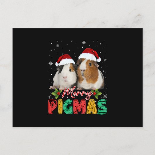 Merry Pigmas Guinea Pig. met Santa Hat Xmas Funny Briefkaart (Voorkant)