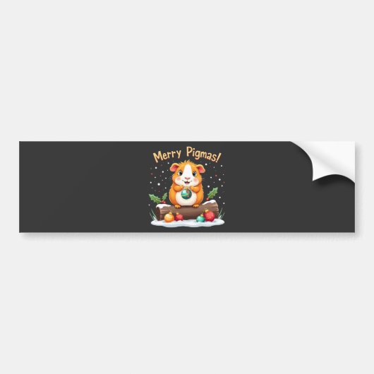 Merry Pigmas Guinee met kerstmis Bumpersticker (Voorkant)