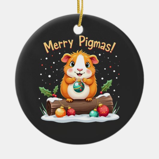 Merry Pigmas Guinee met kerstmis Keramisch Ornament (Voorkant)