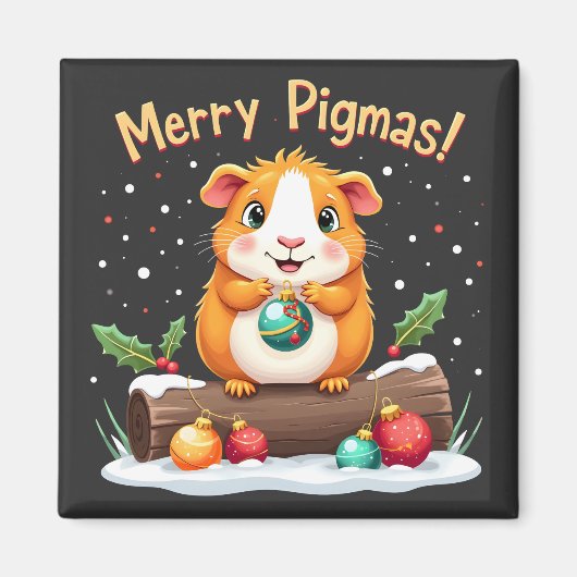 Merry Pigmas Guinee met kerstmis Magneet (Voorkant)
