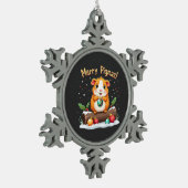 Merry Pigmas Guinee met kerstmis Tin Sneeuwvlok Ornament (Links)