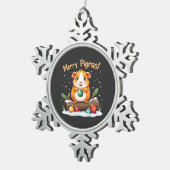 Merry Pigmas Guinee met kerstmis Tin Sneeuwvlok Ornament (Rechts)