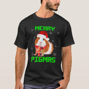 Merry Pigmas Guinee Varkens Santa Hat Light op sne T-shirt