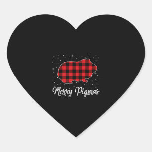 Merry Pigmas Red Pset Guinee met kerstcadeau Hart Sticker