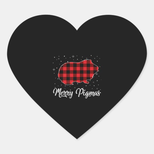 Merry Pigmas Red Pset Guinee met kerstcadeau Hart Sticker (Voorkant)