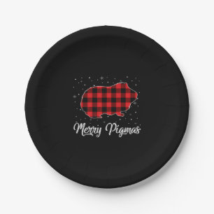 Merry Pigmas Red Pset Guinee met kerstcadeau Papieren Bordje