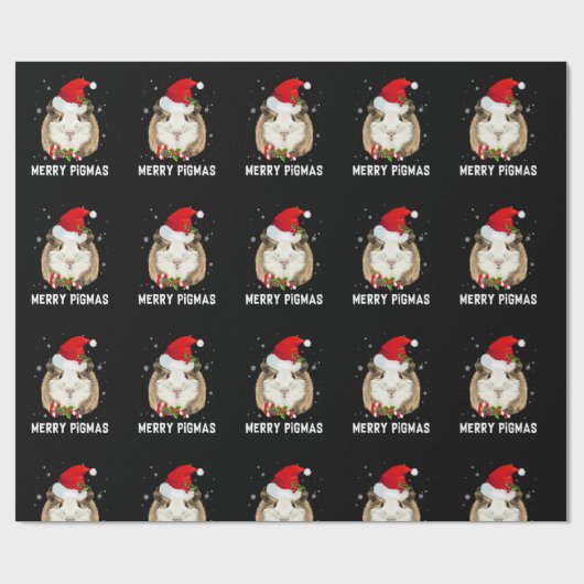 Merry Pigmas Santa Hat Guinea Pig Christmas Pajama Cadeaupapier (Vlak)