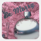 Merry Pink Christmas Tree Holiday Gift Sticker (Voorkant)