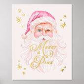 Merry & Pink Classic Kerstretro Pink Santa Folie Afdrukken (Voorkant)