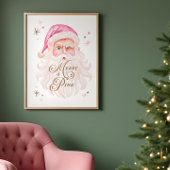 Merry & Pink Classic Kerstretro Pink Santa Poster