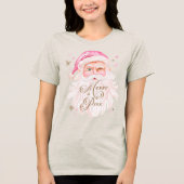 Merry & Pink Classic Kerstretro Pink Santa Tri-Blend Shirt (Voorkant)