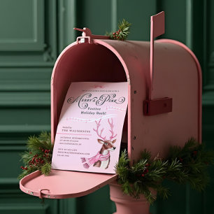 Merry & Pink Fun Holiday Bash Reindeer Roze Sjaal Kaart