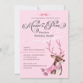 Merry & Pink Fun Holiday Bash Reindeer Roze Sjaal Kaart (Voorkant)